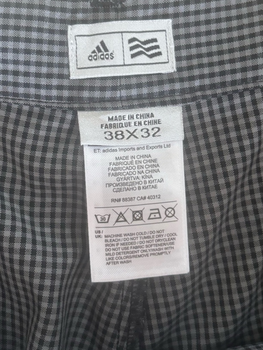 Adidas Golf Gray Micro Check Pants 38x32 Performance Stretch Dress Trouser - Picture 2 of 9